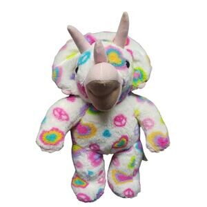 Build A Bear Colorful Peace & Love Triceratops Dinosaur Plush Stuffed Animal